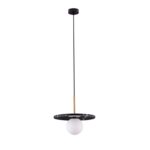 Lampa wisząca z czarnego marmuru Kivra - dysk i kula