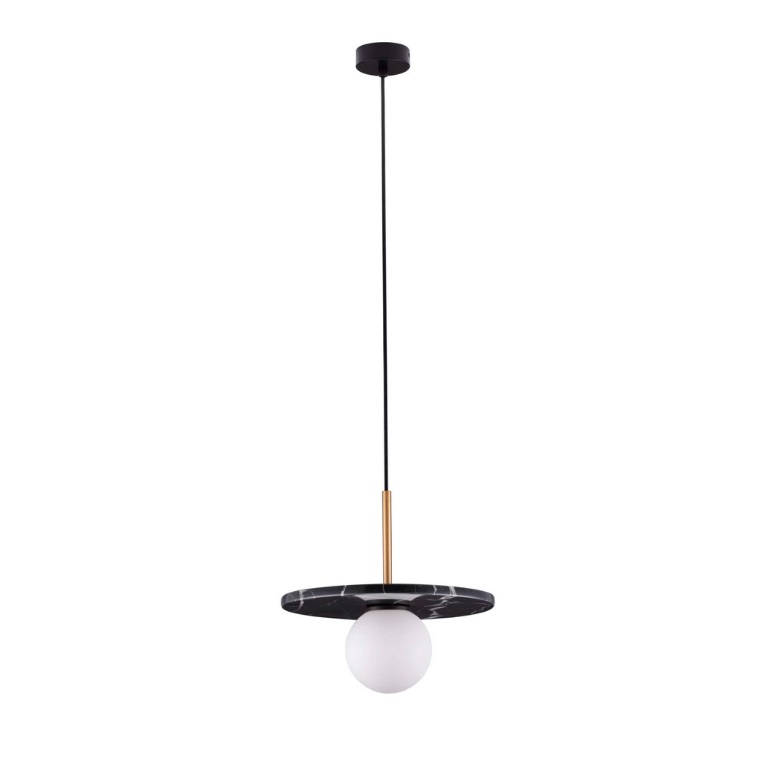 Lampa wisząca z czarnego marmuru Kivra - dysk i kula