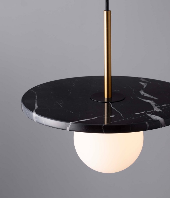 Lampa wisząca z czarnego marmuru Kivra - elegancka