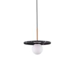 Lampa wisząca z czarnego marmuru Kivra - szklana kula