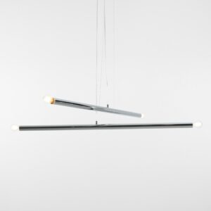 Lampa wisząca srebrna Tubo 4 - poziome rurki tuby
