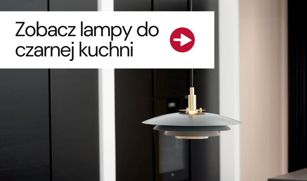 czarna lampa w czarnej kuchni