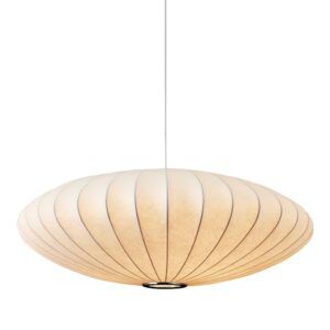 Owalna lampa wisząca w stylu japońskim Silk Flat 50