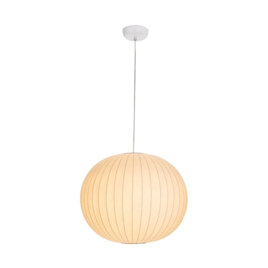 Lampa wisząca do salonu Silk 50 - biała tkanina