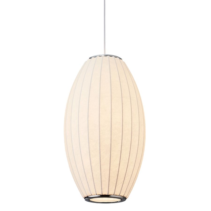 Materiałowa lampa wisząca do salonu Silk Barrel 60