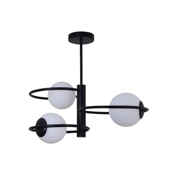 Czarna lampa sufitowa Dorado 3 - białe kule