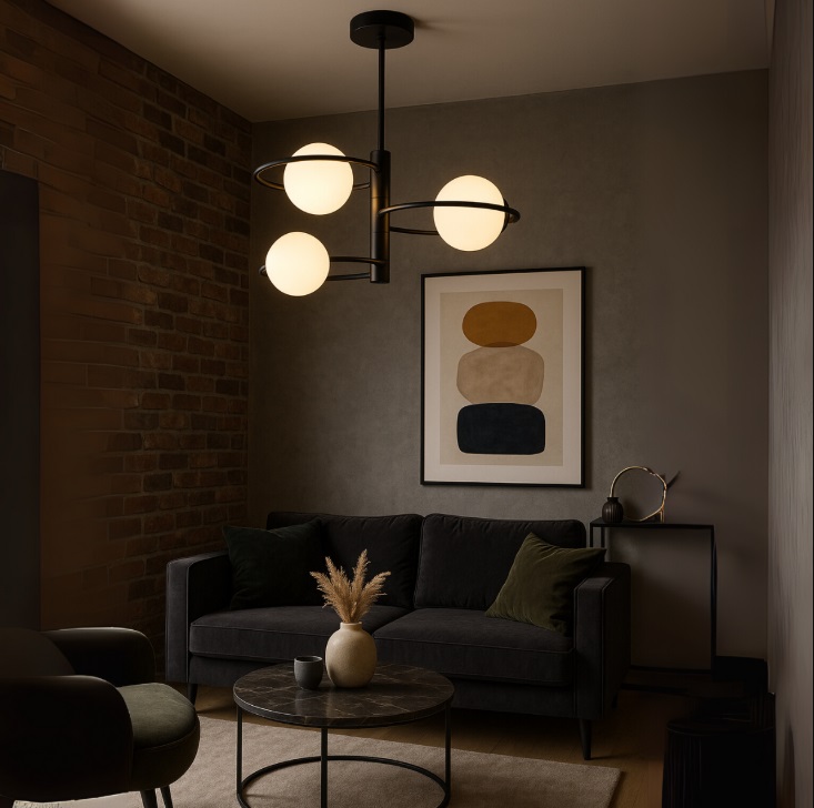 Czarna lampa sufitowa do salonu Dorado 3 - białe kule