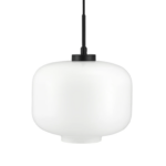 Czarna lampa wisząca Arp D30 - opalowe szkło