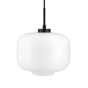 Czarna lampa wisząca Arp D30 - opalowe szkło