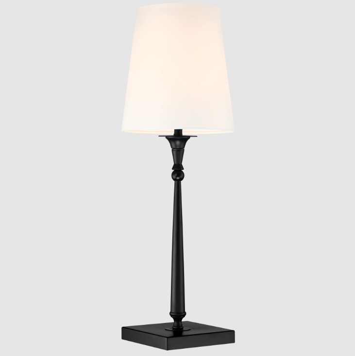 Czarna lampka nocna Austin - biały abażur