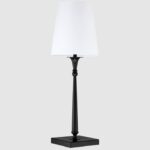 Czarna lampka nocna do sypialni Austin - biały abażur