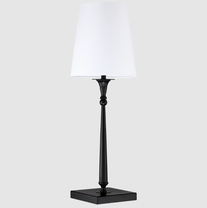 Czarna lampka nocna do sypialni Austin - biały abażur