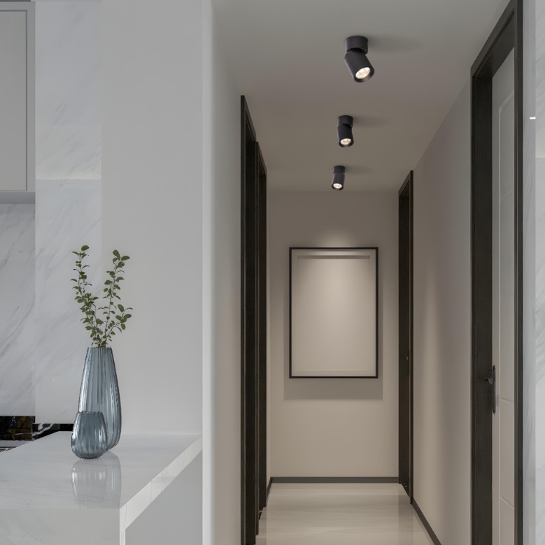 Czarna tuba sufitowa Pointa - na korytarz