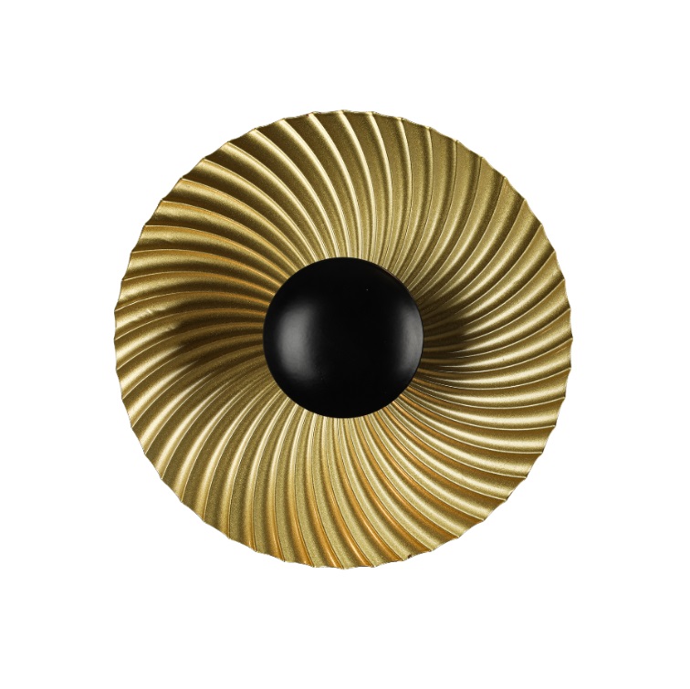 Czarno-złoty kinkiet do salonu Sola 25 - okrągły