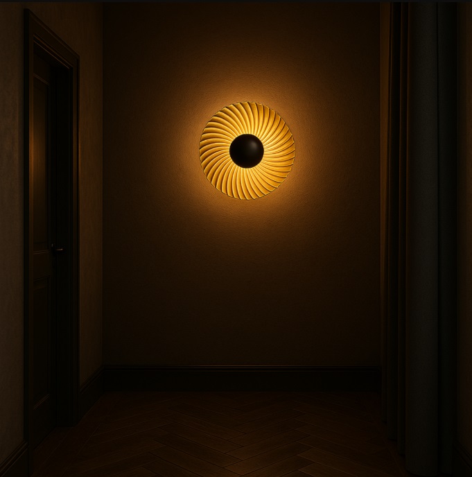 Czarno-złoty kinkiet do salonu Sola 25