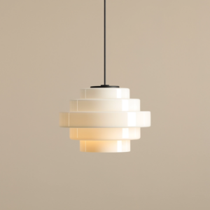 Lampa wisząca w stylu vintage Filo Milky L 22 - warstwowe szkło na sztycy 90cm