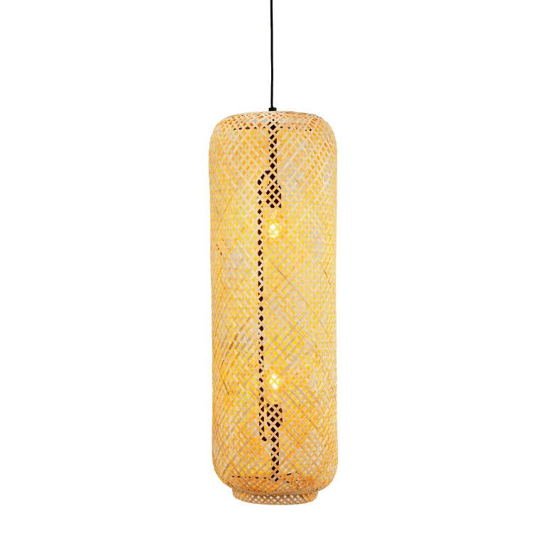 Podłużna pionowa lampa bambusowa Boom - boho 95 cm