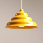 Żółta lampa w stylu retro Fala M - wiszący stożek