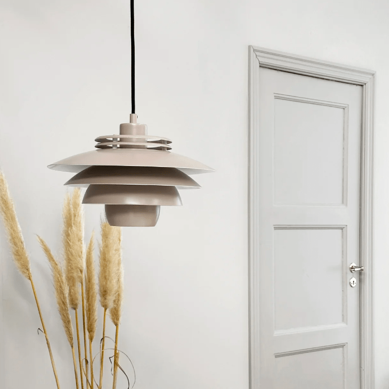 Beżowa lampa wisząca do salonu Ejka Mini 30 - skandynawska