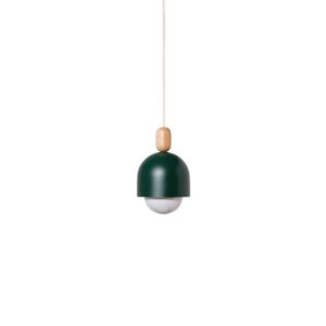 Ciemnozielona lampa wisząca z drewnianym zdobieniem Ovoli - skandynawska