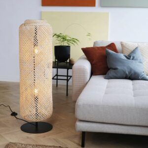 Lampa stojąca boho Boom - ręcznie tkana z bambusa