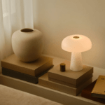 Biała lampka stołowa Glossy Mini - DFTP - szkło, marmur