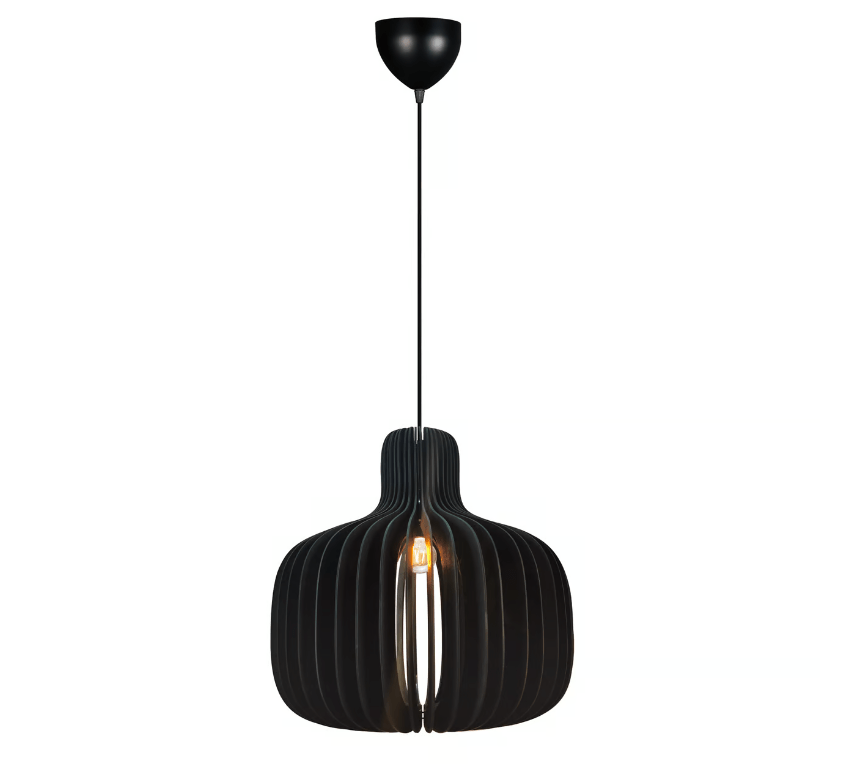 Czarna drewniana lampa wisząca Hazo 43 cm - ozdobna