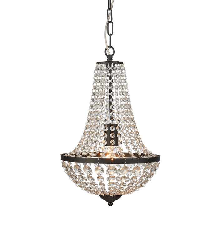 Czarna lampa wisząca art deco Island 30 cm - kryształowe łańcuszki