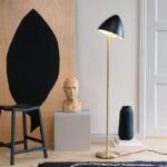 Elegancka lampa podłogowa do salonu Oulu - złoto czarna