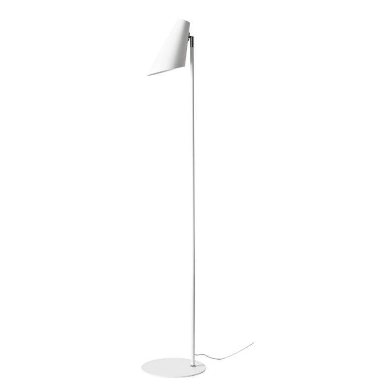 Elegancka lampa stojąca Cale - biała, srebrny detal