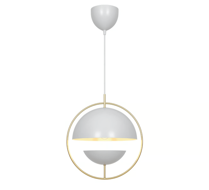 Elegancka lampa wisząca Tavia - 2 półkule złoto-biała