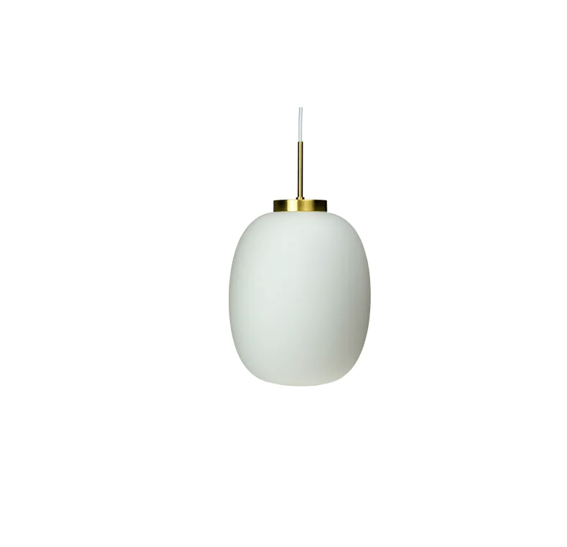 Lampa wisząca z białym szklanym kloszem Café DL39 - złoty akcent