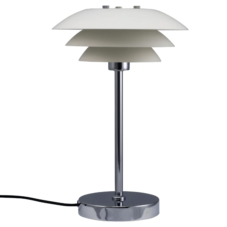 Metalowa lampa stołowa DL20 - białosrebrna