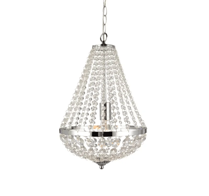 Srebrna lampa wisząca glamour Island 30 cm - kryształowe łańcuszki