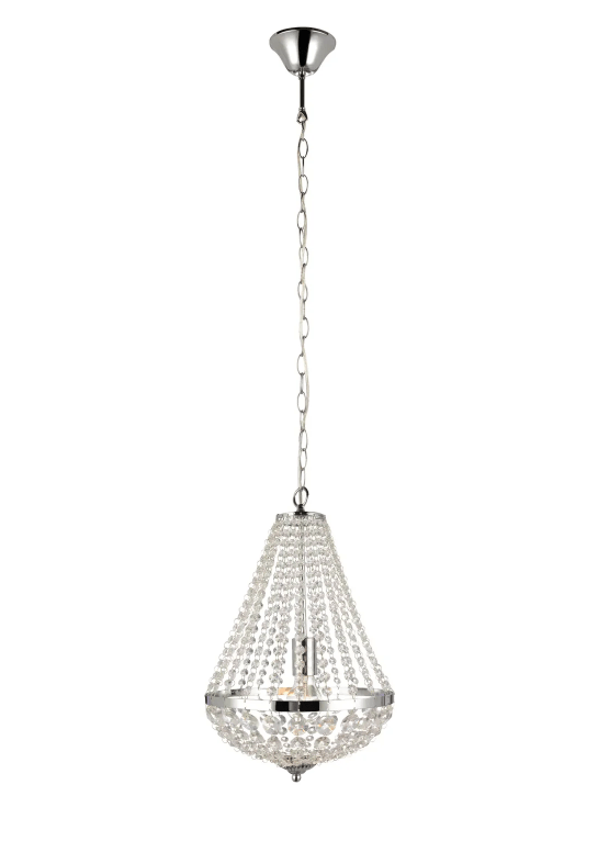 Srebrna lampa wisząca glamour Island 30 cm - kryształowe zawieszenia