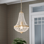 Złota lampa wisząca do salonu vintage Island 30 cm - kryształki