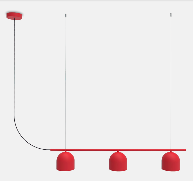 3-punktowa lampa wisząca nad stoł Rio 5 - czerwona