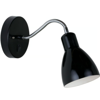 Czarny kinkiet z regulowanym ramieniem Cyclone - włączik