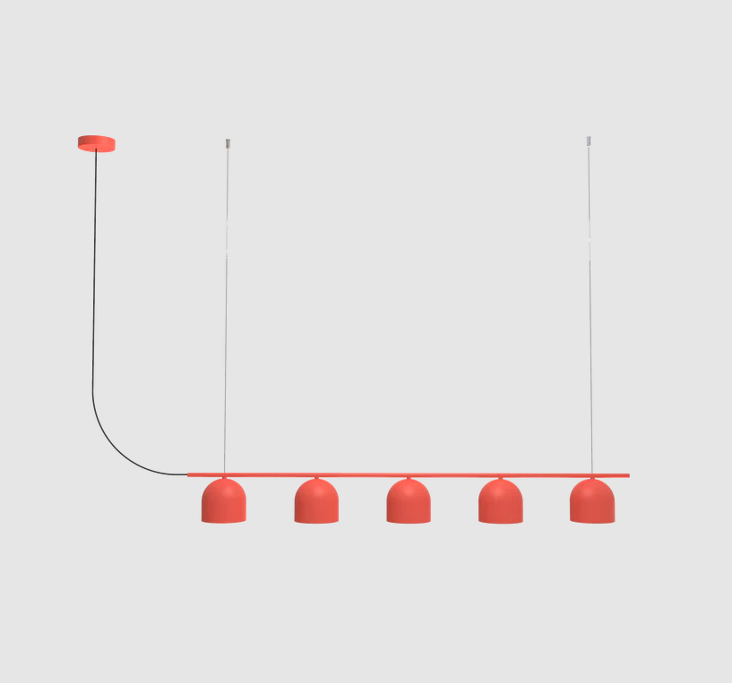 Długa lampa wisząca nad stół Rio 5 - czerwona