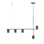 Liniowa lampa wisząca Kinetis 5 - czarne klosze