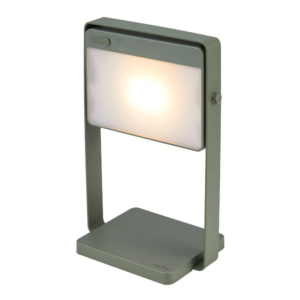 Zielona lampka stołowa na taras Saulio LED - solarna z ładowarką USB, IP44