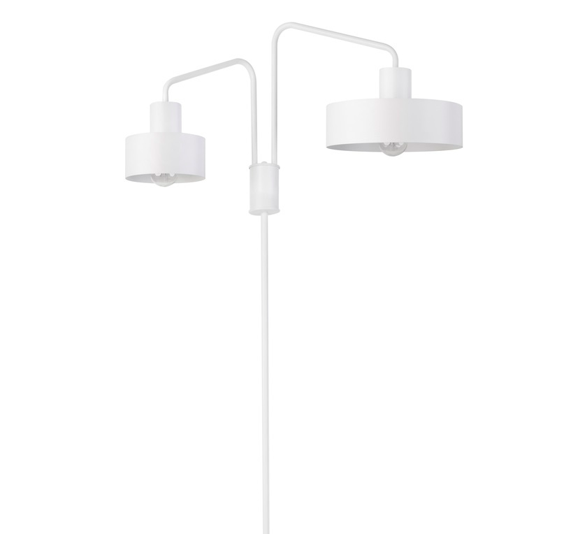 Biała lampa podłogowa Eiffla - 2 klosze