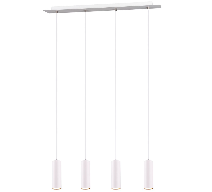 Biała lampa wisząca Marley 4 - tuby na listwie