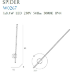 Cienki kinkiet Spider LED - 80 cm, 8.4W, 3000K, IP44 - rysunek techniczny