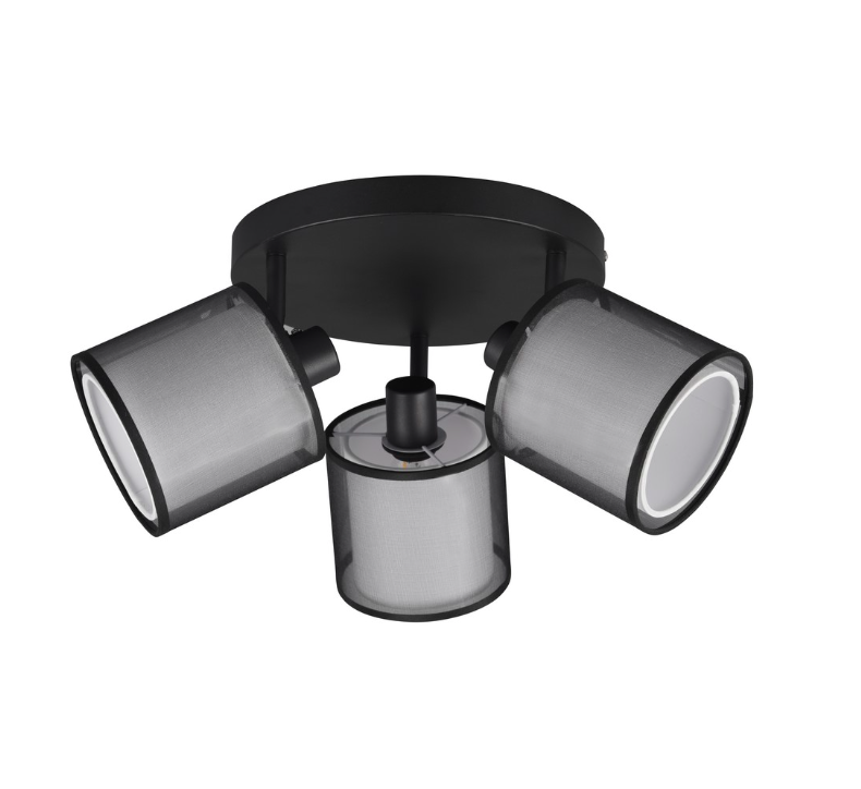 Czarna lampa sufitowa Burton 3 - czarny spot organza