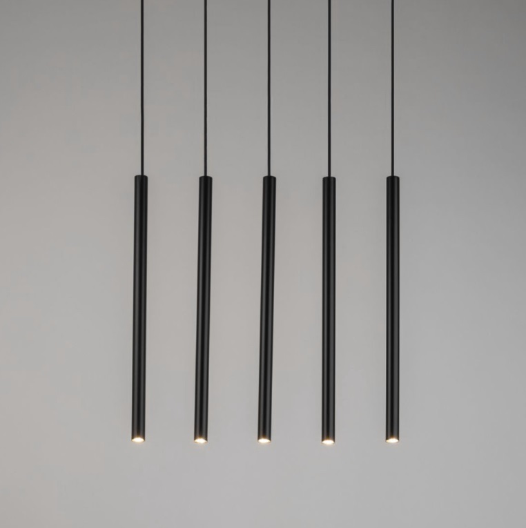 Czarna lampa wisząca Filora 5 - cienkie tuby