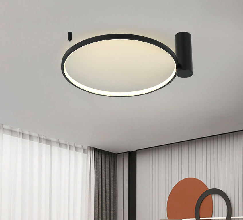 Czarny plafon LED Ring S 60 cm