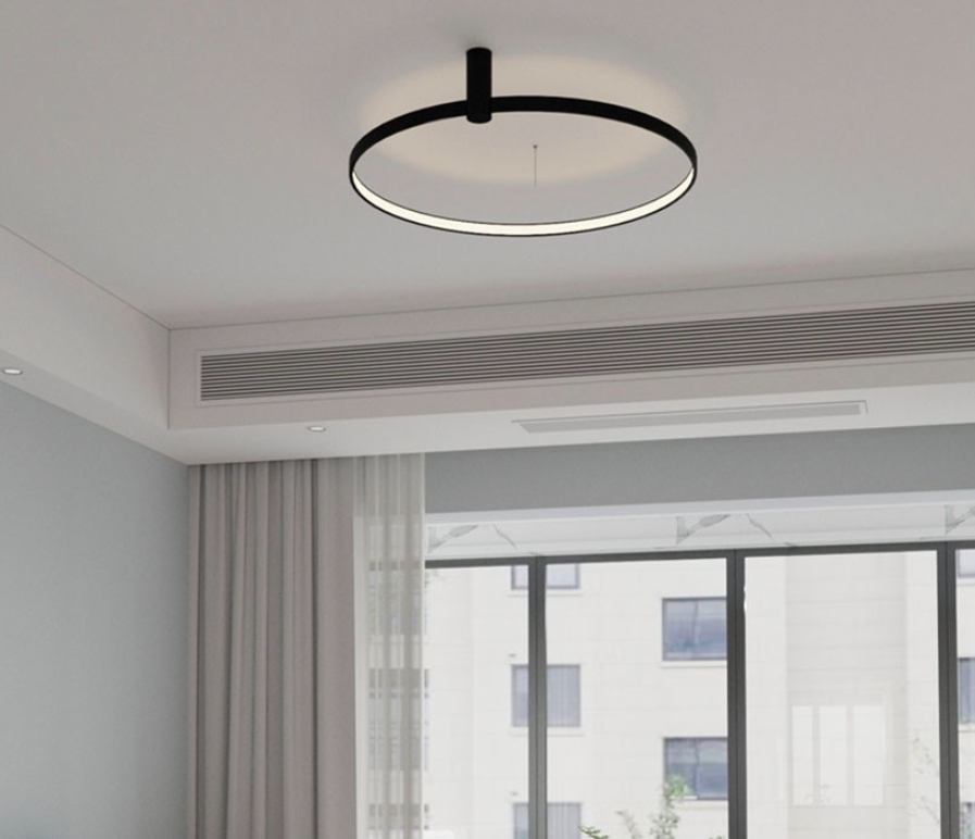 Czarny plafon LED do sypialni Ring S 60 cm - regulowana barwa światła