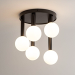 Designerski czarny plafon Brassia 5 - mleczne kule