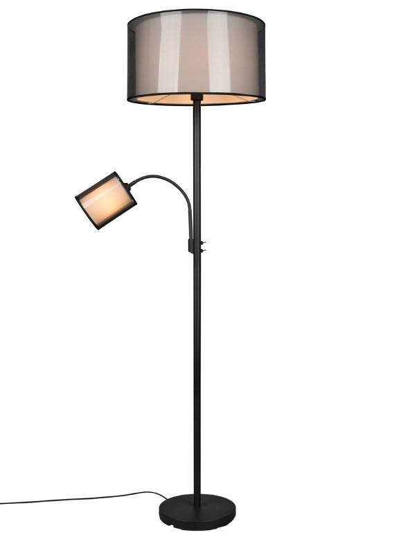 Elegancka lampa stojąca do salonu Burton - czarna organza